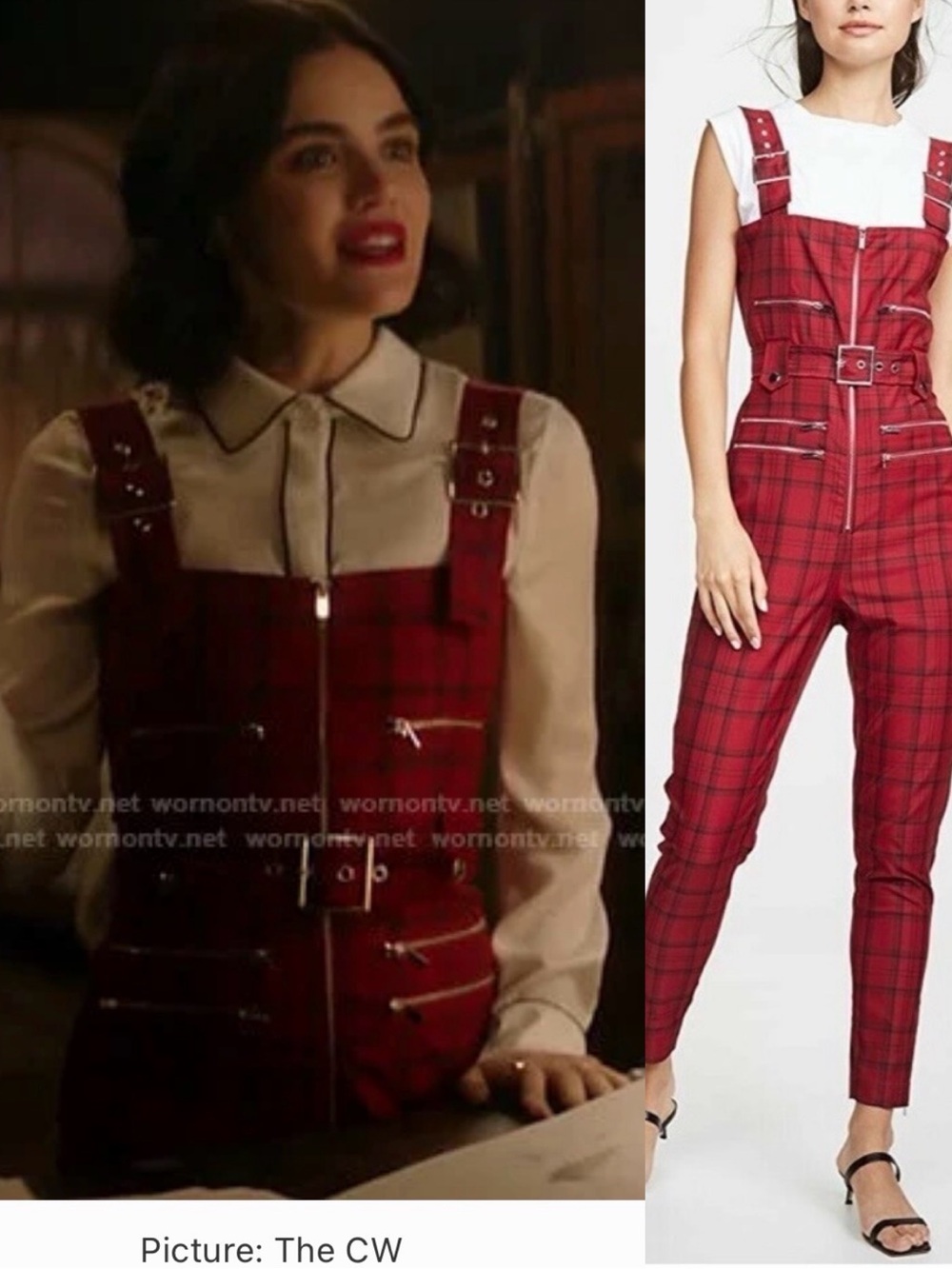 WeWoreWhat Red Plaid Overall Jumpsuit